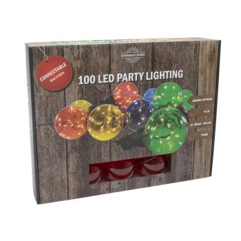 Kerstverlichting Partylight - 10 Lampen 100 LEDs multicolor IP44 timer 4.5m