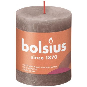 Bolsius stompkaars rustiek shine 6.8x8cm rustic taupe