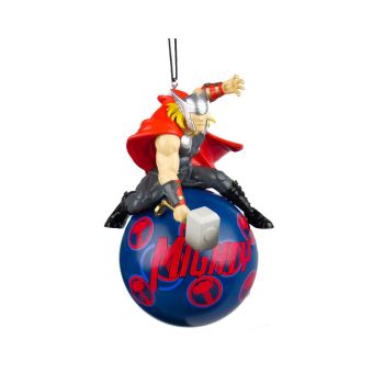 Kurt S. Adler kunststof kerstbal - disney marvel thor 12cm blauw, rood 1 stuks