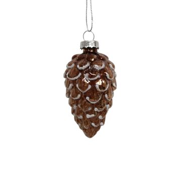 Glazen kerst ornament - dennenappel 8cm bruin 1 stuks