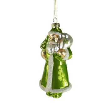 Werner Voss glazen kerst ornament - kerstman 13cm groen 1 stuks