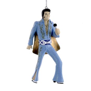Kurt S. Adler kunststof kerstbal - elvis presley 11cm blauw 1 stuks