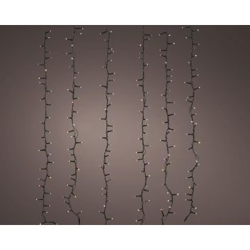 Lumineo kerstverlichting 256 LED 3,75 meter ijspegel multicolor compact 8 functie twinkeleffect buiten