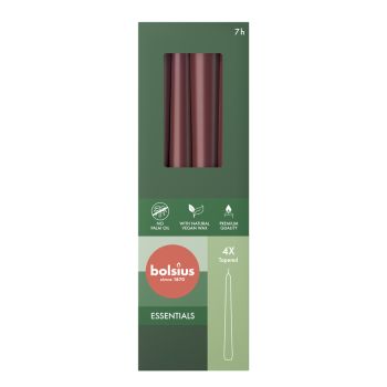 Bolsius gotische kaars essentials 2.4x24.5cm velvet red 4 stuks