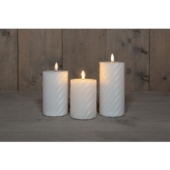 Anna's Collectie LED buitenkaars 3D vlam swirl 7,5 cm wit 3 stuks