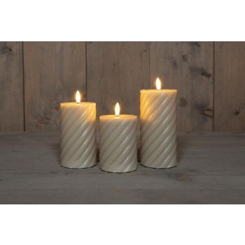 Anna's Collectie LED buitenkaars 3D vlam werveling 7.5 cm taupe 3 stuks