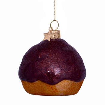 Vondels glazen kerstbal - bossche bol 6cm bruin 1 stuks