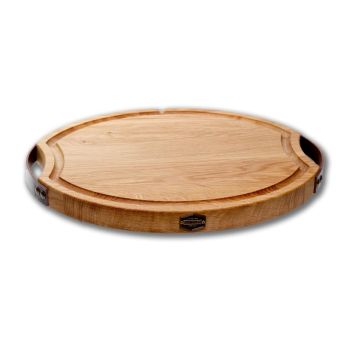 Baas Boards snijplank ovaal XL 49x40x4cm met voetjes en handvatten