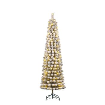 Black Box Trees Charlton - smalle kunstkerstboom met sneeuw en verlichting groen 2,15m x 56cm
