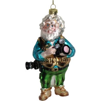 HD Collection glazen kerst ornament - kerstman fotograaf 13.5cm multi 1 stuks