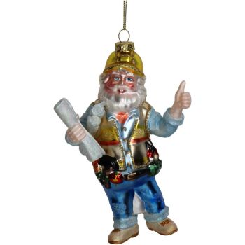 HD Collection glazen kerst ornament - kerstman opzichter 12.5cm multi 1 stuks