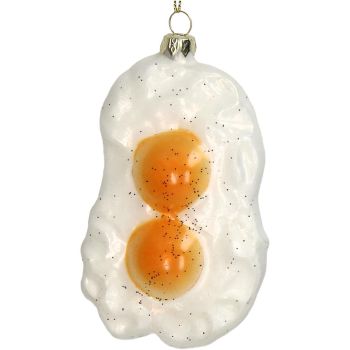 HD Collection glazen kerst ornament - spiegelei 12cm wit 1 stuks