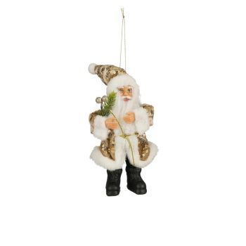 House of Seasons kunststof kerst ornament - kerstman 18cm champagne 1 stuks