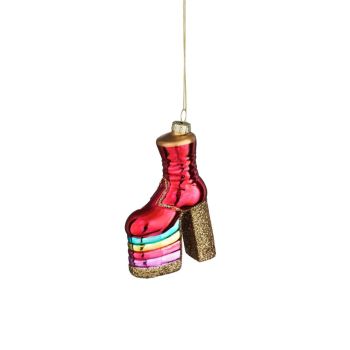 House of Seasons glazen kerst ornament - hak plateauzool 11cm roze 1 stuks