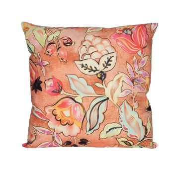 Anna's Collection buitenkussen bloemen 60x60cm terra