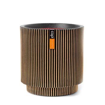 Capi nature groove nl cilinder bloempot 35x38 cm zwart goud
