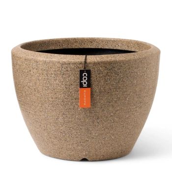 Capi bloempot bol Arc Granite 34x25 cm taupe