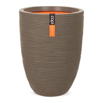 Capi nature elegant laag rib nl kunststof bloempot 34x46 cm warme taupe