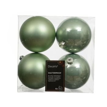 Decoris kunststof kerstballen 10cm matcha groen 4 stuks