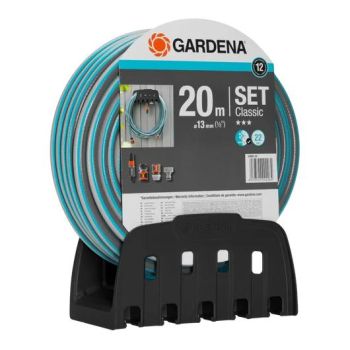 Gardena Wandhouder Set – Compleet met 20 m tuinslang, koppelstukken en tuinspuit - Slangdiameter: 13 mm