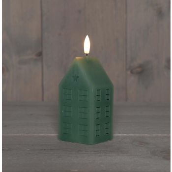 Anna's Collection LED kaars 3d flame huis 5x6x15cm jade groen 1 stuks