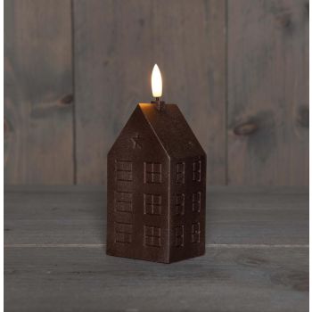 Anna's Collection LED kaars 3d flame huis 5x6x15cm brons 1 stuks