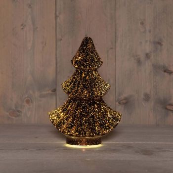 Anna's Collection LED glazen kerstboompje 20 lampjes metallic brons 15,5 x 9,5 x 24cm