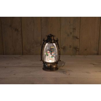 Anna's Collection LED glitterwater gaslantaarn sneeuwpop 14,5 x 24cm, warm wit