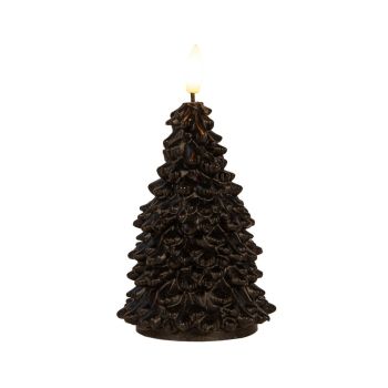 Anna's Collection LED kaars 3D vlam kerstboom 9.5x20cm zwart 1 stuks