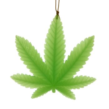 Kurt S. Adler kunststof kerst ornament - cannabis blad glow in the dark 10cm groen 1 stuks