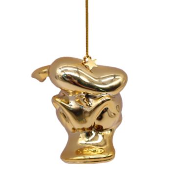 Kurt S. Adler kunststof kerstbal - disney donald duck hoofd 6cm goud 1 stuks