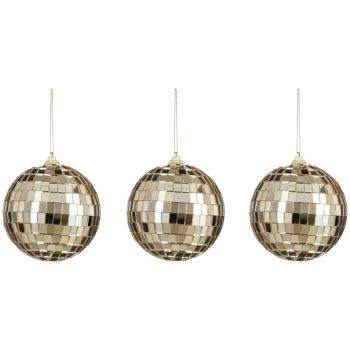 Mica Decorations kunststof kerstballen 8cm champagne 3 stuks