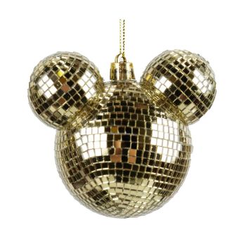 Kurt S. Adler kunststof kerstbal - disney mickey mouse discobal 8.5cm goud 1 stuks