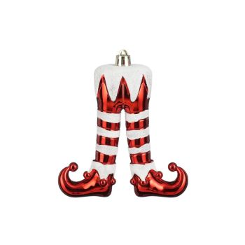 Mica Decorations kunststof kerst ornament - elf 13cm rood, wit 1 stuks