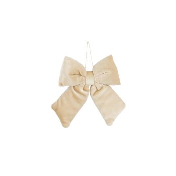 Mica Decorations fluwelen kerst ornament - strik 17cm creme 1 stuks