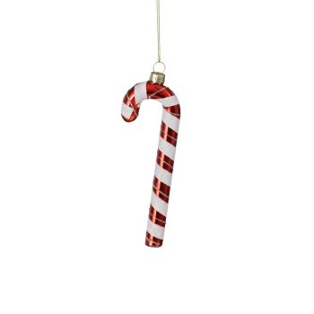 Mica Decorations glazen kerst ornament - zuurstok 15cm rood 1 stuks