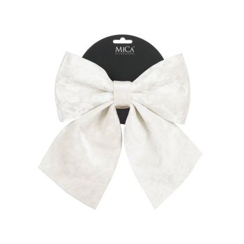 Mica Decorations fluwelen kerst ornament - strik 20cm wit 1 stuks