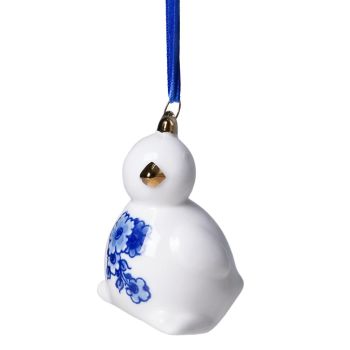 Heinen Delfts Blauw keramieken kerst ornament - kuiken 5cm delfts blauw 1 stuks