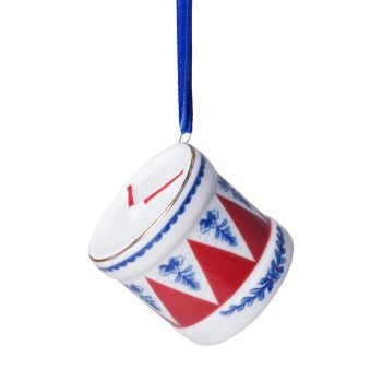 Heinen Delfts Blauw keramieken kerst ornament - trommel 5cm delfts blauw 1 stuks