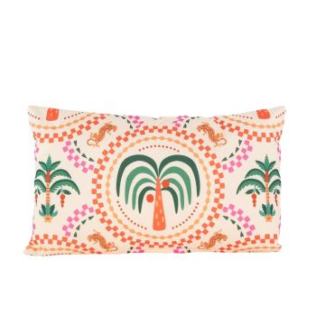 Anna's Collection buitenkussen palmboom 30x50cm oranje