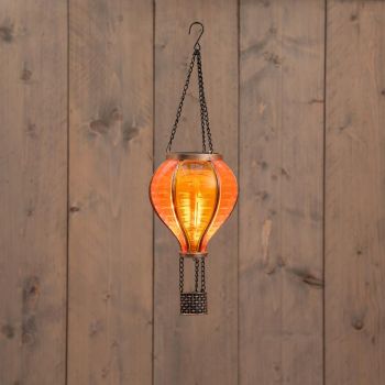 Anna's collection luchtballon solar met vlameffect 12led 36x11cm geel/oranje