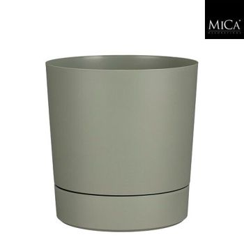 Mica Decorations coco gerecycled kunststof bloempot Ø28x29.5cm lichtgroen