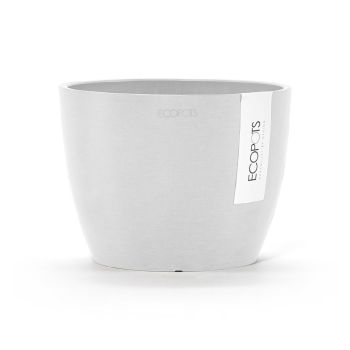 Ecopots kunststof bloempot stockholm 16.2x12 cm puurwit    