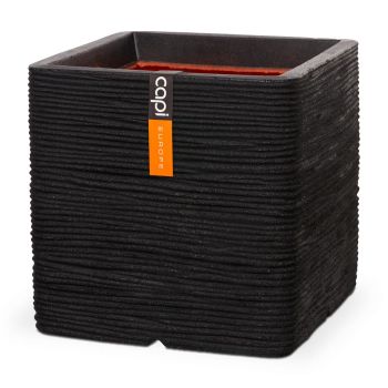 Capi nature rib nl kunststof plantenbak 40x40x40 cm zwart