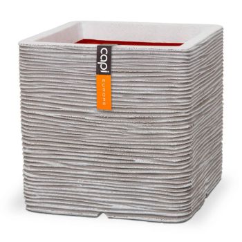 Capi nature rib nl kunststof plantenbak 30x30x30 cm ivoor