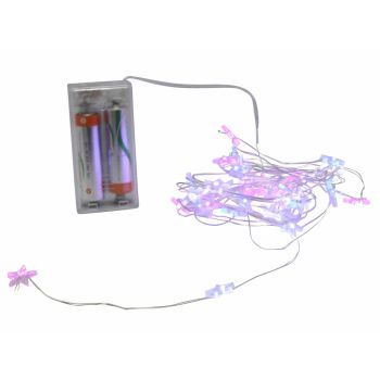 LED draadverlichting met sterren 40 lampjes roze/blauw 4m, warm wit